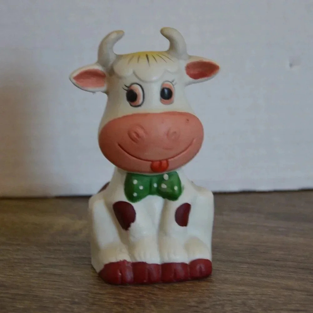 Vintage Cow Shaped Porcelain Bell